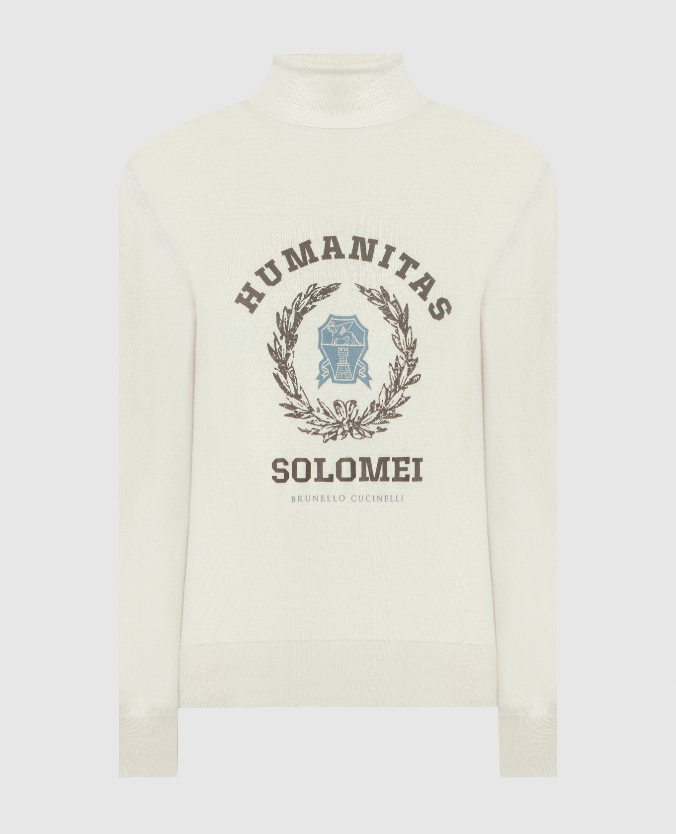 Beige cashmere polo with logo print Brunello Cucinelli