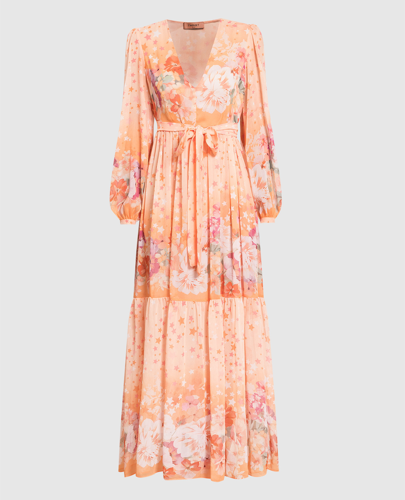 Orange floral print maxi dress Twinset