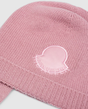 Moncler ENFANT Children's pink hat made of wool 3B00005M1241