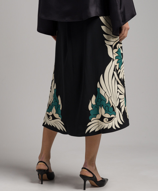 La DoubleJ - Black Santa Monica print midi skirt