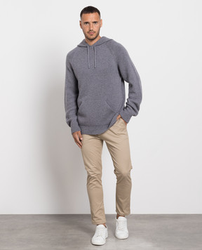 Cashmere&Whiskey Gray cashmere hoodie MU8651305341R