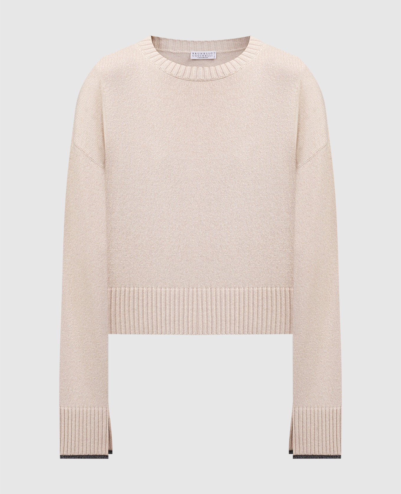 

Beige cashmere sweater with monil chain Brunello Cucinelli