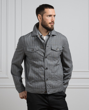 Brunello Cucinelli Gray striped wool jacket MB4096907