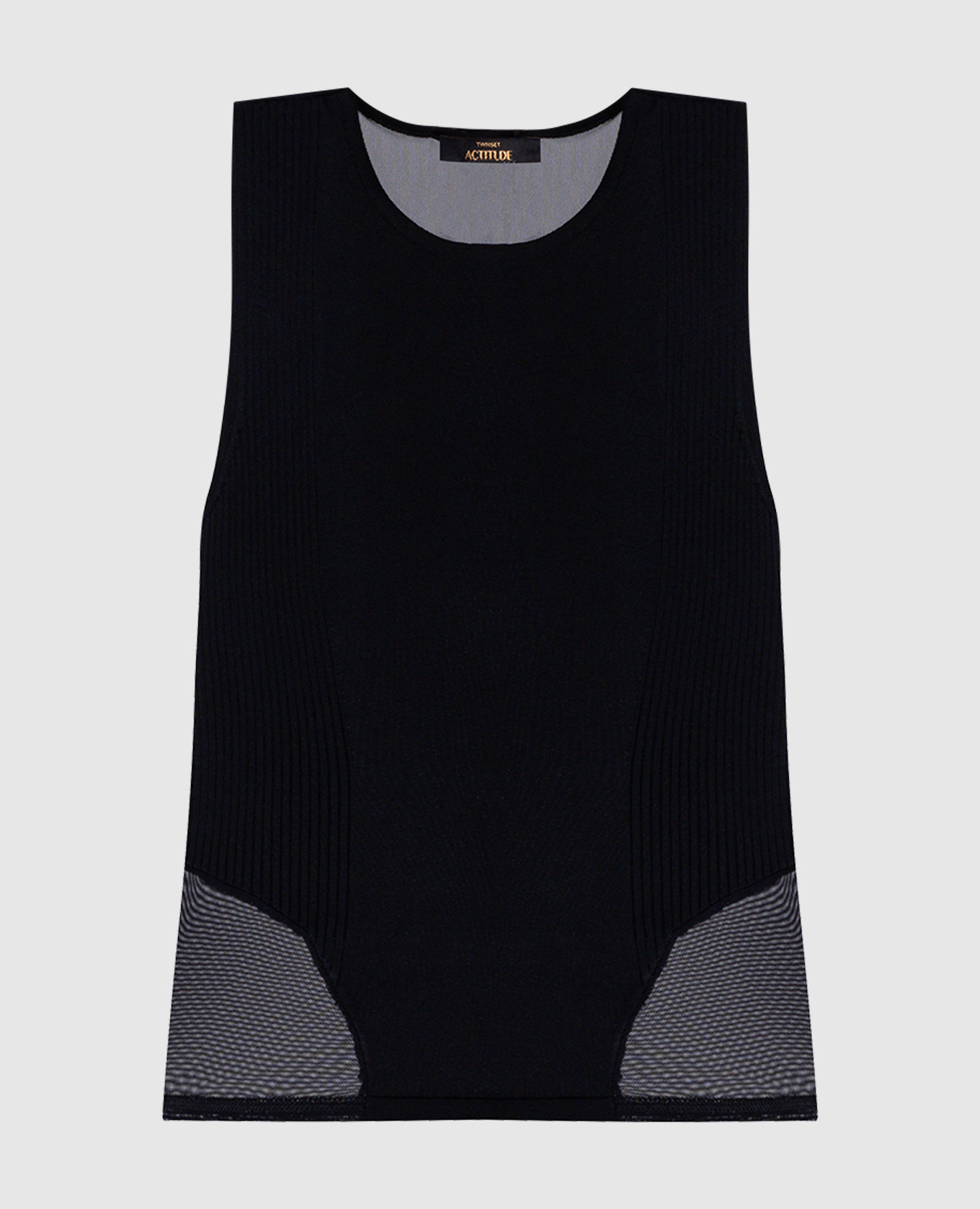 

Black top with metallic logo Twinset Actitude, Черный