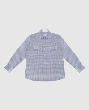 Stefano Ricci Children's blue checked shirt YC002673L1668