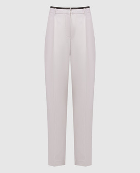 Brunello Cucinelli Gray pants with monil chain MB097P8456