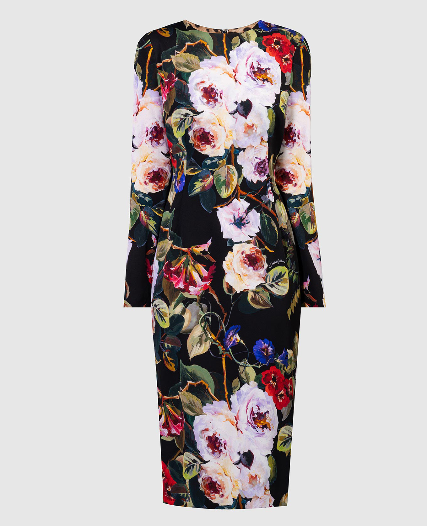 

Black sheath dress made of silk in a floral print Dolce&Gabbana
