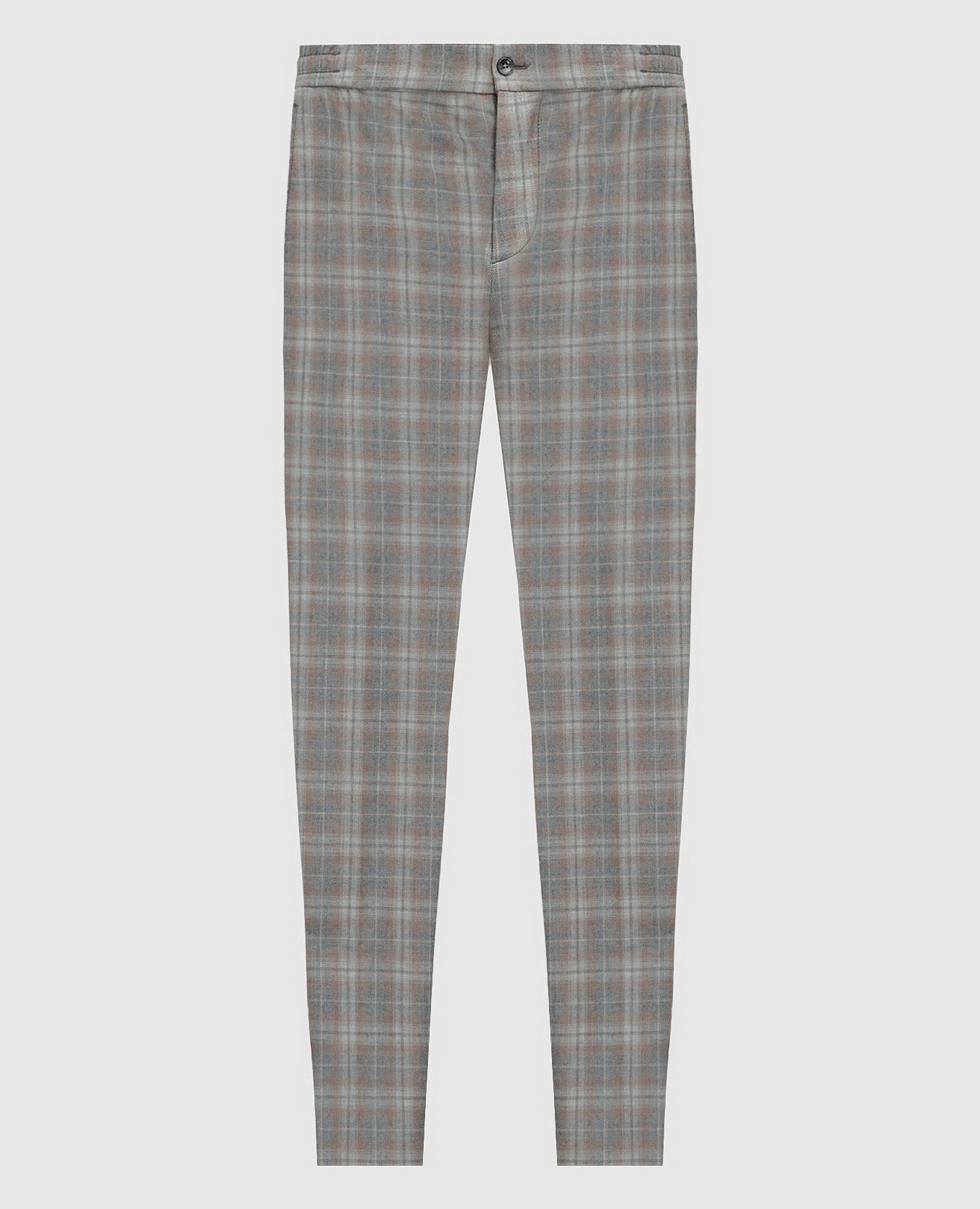 Chiaiam cashmere check beige pants Marco Pescarolo