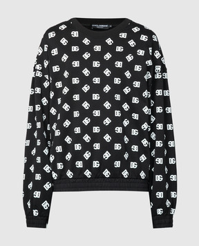 Dolce&Gabbana Black sweatshirt with monogram logo G9AUVTG7L5C