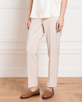 Peserico Beige wool pants with lapels P04571Z02008