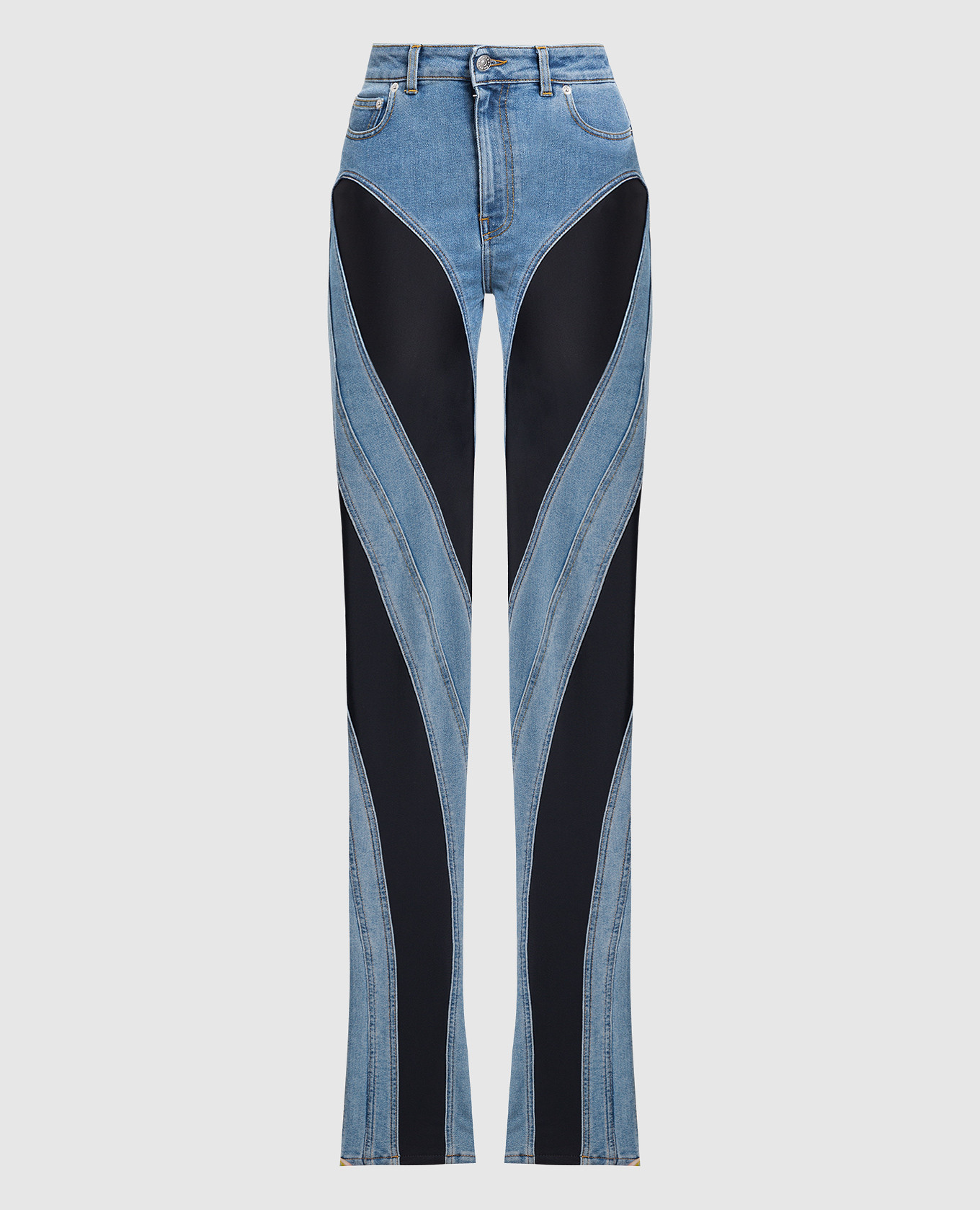 NWT Mugler H&M Black Spiral Panel Denim Jeans Pants Men's 34