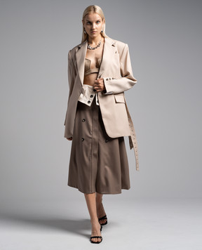 Rokh Brown skirt with a belt R2CA119VM