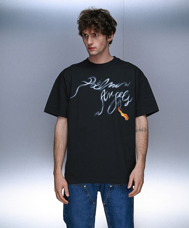 Tシャツ・カットソー Palm Angels PMAA072R24JER002 FOGGY T-shirt Palm Angels Foggy logo-print T-shirt | Black | FARFETCH