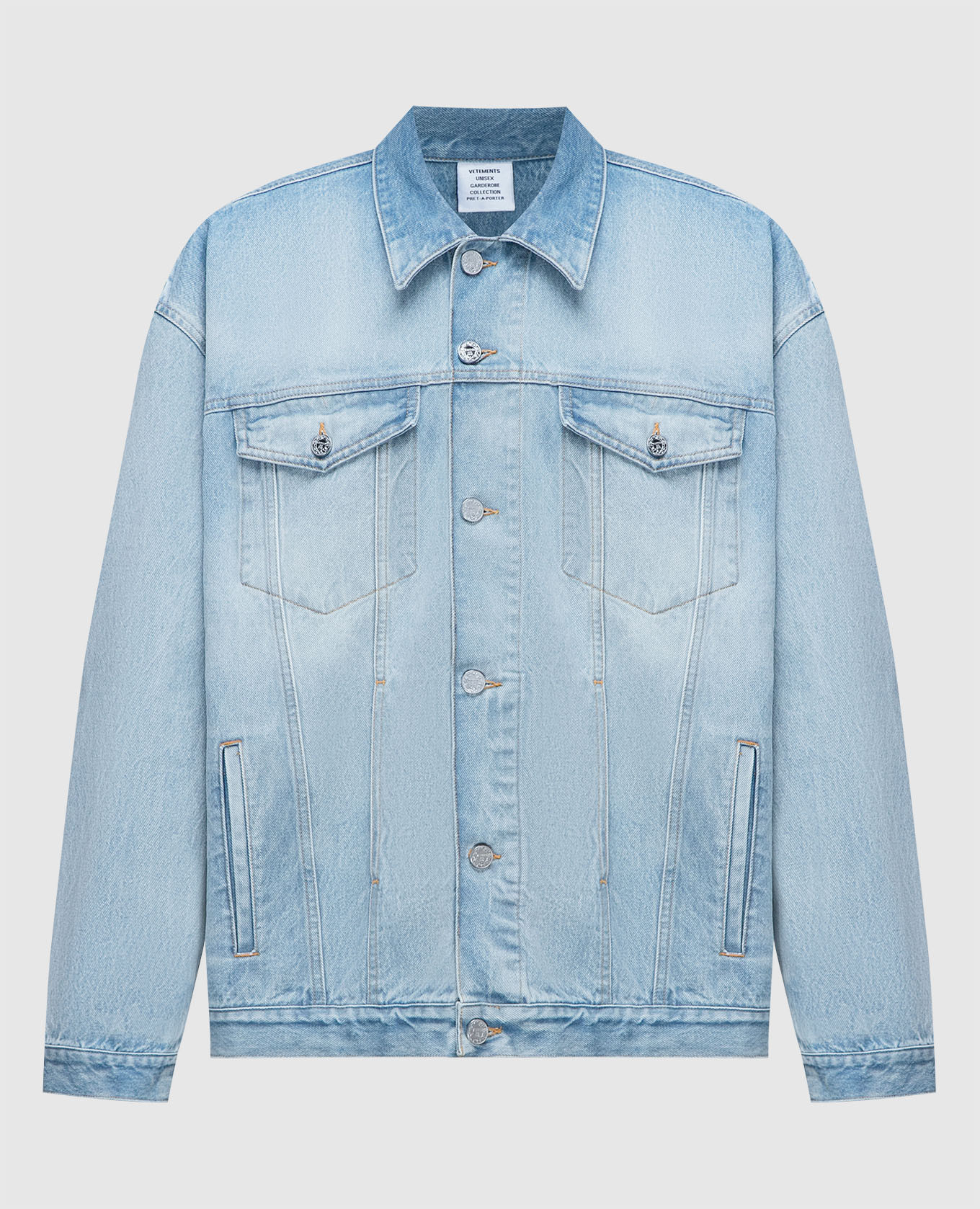 

Blue denim jacket with textured logo Vetements, Light blue