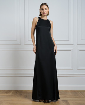 Brunello Cucinelli Black maxi dress with monil chain M0H38A5190