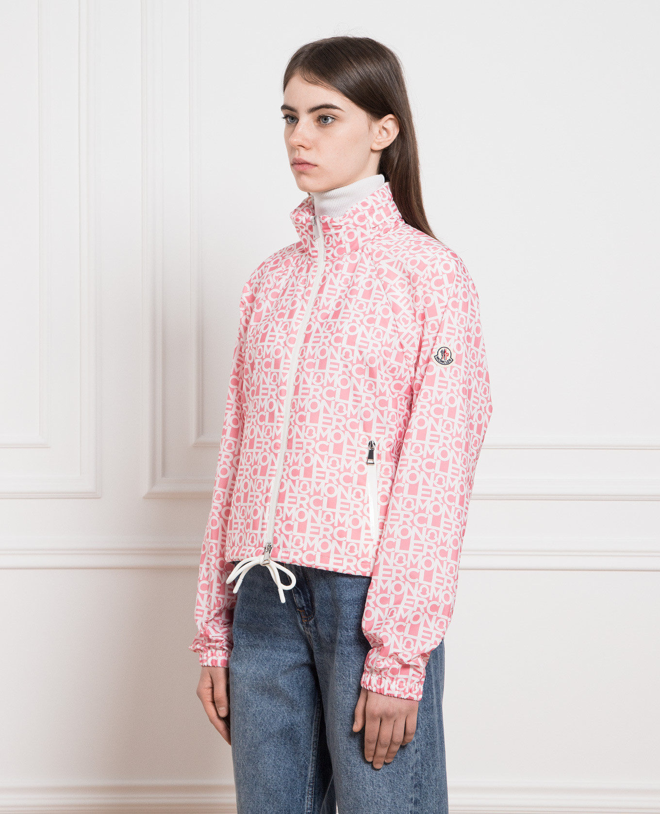 

Alose pink logo print windbreaker Moncler