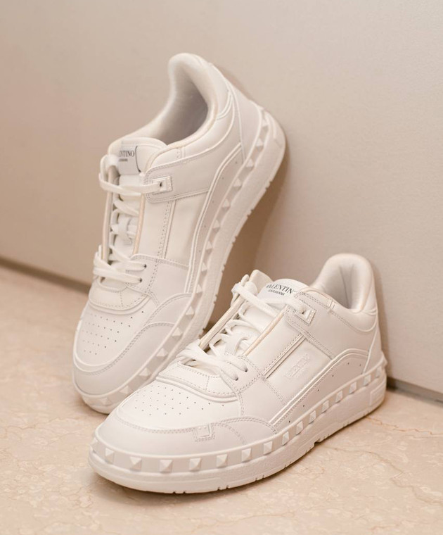 Valentino Sneakers Rockstud in pelle bianca con logo 4Y2S0H43RDG