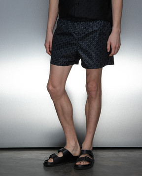 Off-White Black swim shorts with logo pattern OMFD011C99FAB002