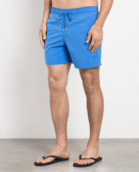 Vilebrequin Blue swim shorts with Piranhas logo embroidery MOOU3D17
