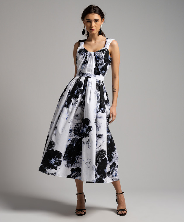 Alexander McQueen - White midi dress with Chiaroscuro print 780938QZALF -  shop with European delivery at Symbol