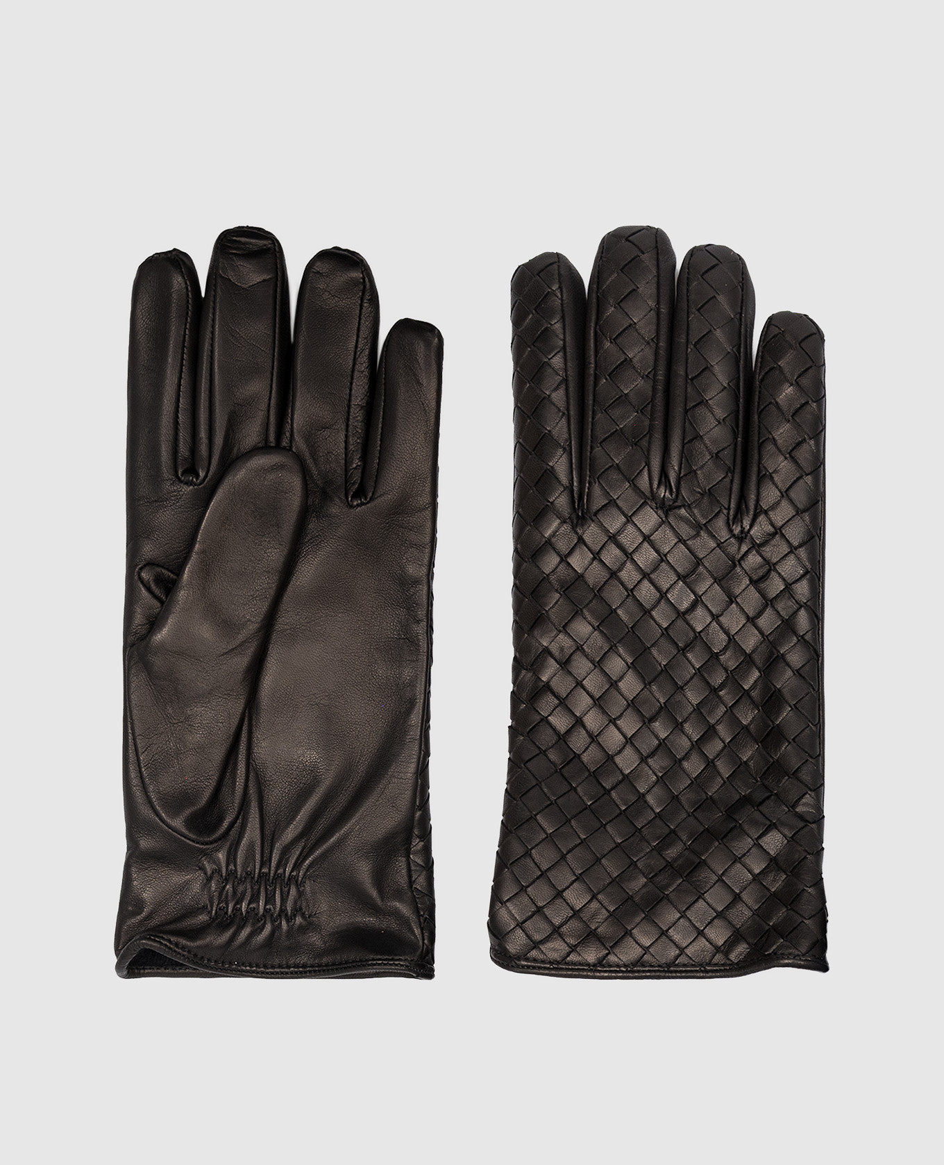 

Black leather gloves with weaving Bottega Veneta