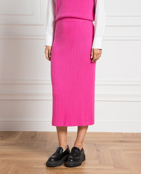 Allude Pink ribbed cashmere midi skirt 23511143