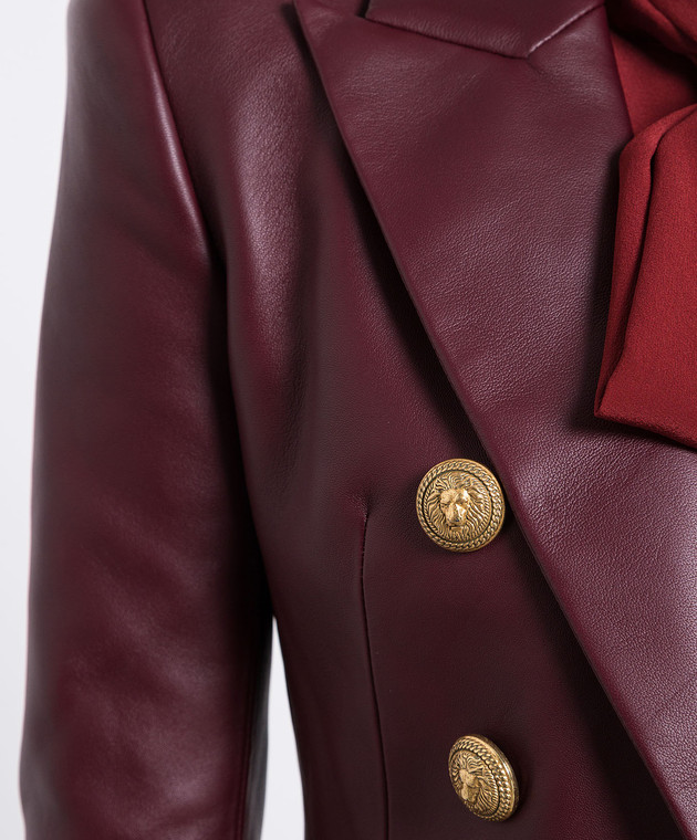 Balmain - Burgundy double-breasted leather jacket