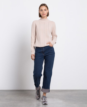 Peserico Beige wool, silk and cashmere turtleneck with monil chain S99486F079018V