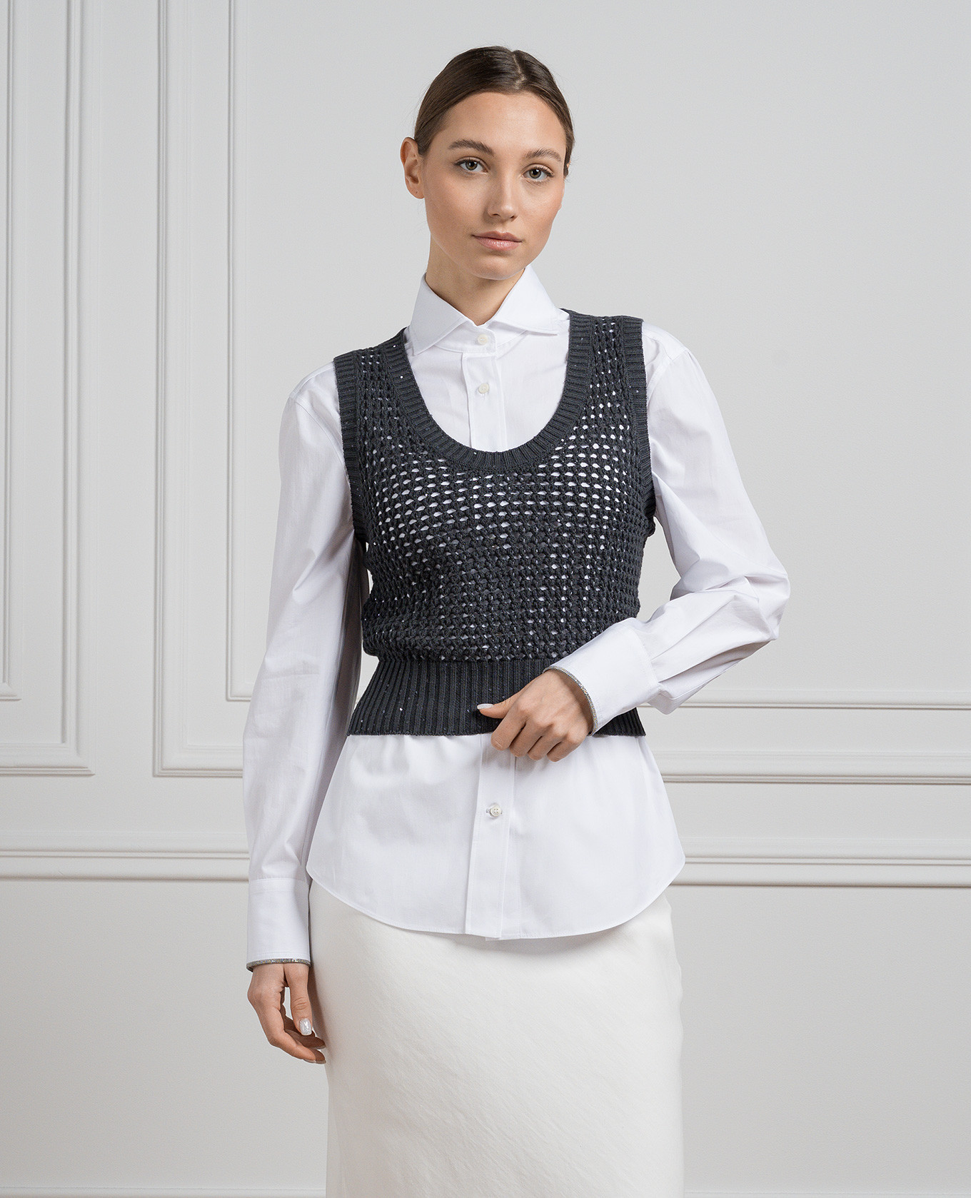 

Gray top with sequins Brunello Cucinelli, Grey
