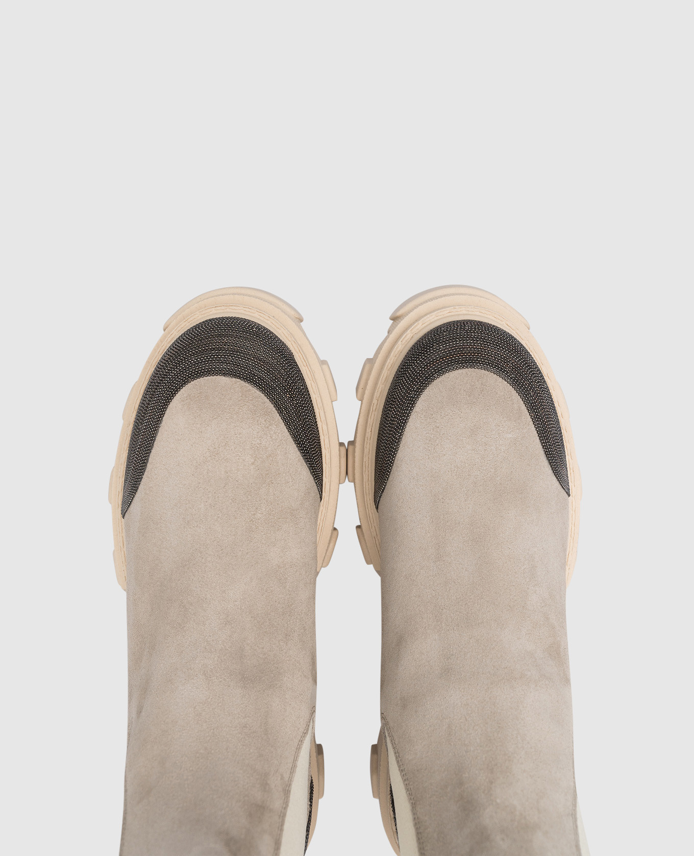 Gray suede chelsea boots with monil chain Babe Pay Pls 4