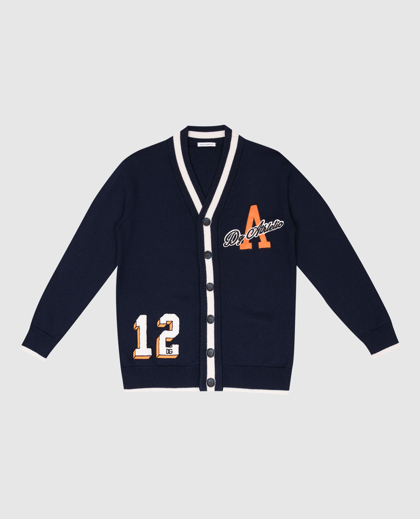 

Children's blue wool cardigan with appliqués Dolce&Gabbana, Синий