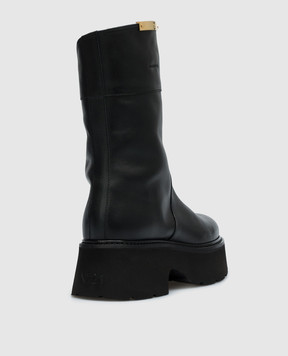 N21 Black leather boots with logo 23ISP04500450