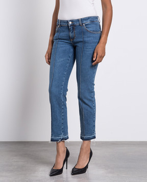 Alexander McQueen Blue jeans with logo patch 757110QMACH