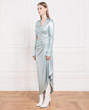 Off-White Blue midi dress with lurex OWDB455S23JER001
