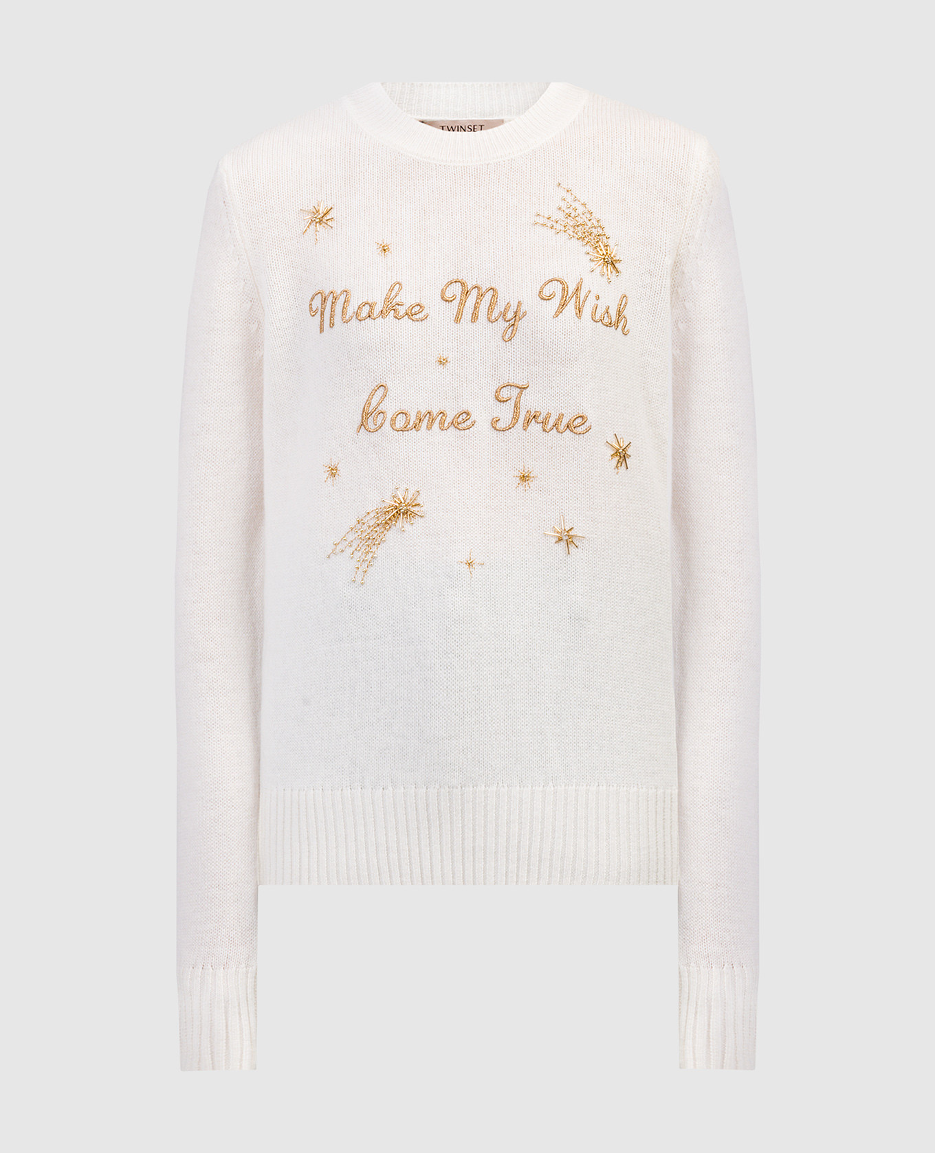 

White wool and cashmere sweater with embroidery Twinset