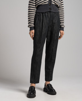 Brunello Cucinelli Gray trousers with a monil chain made of eco-tuni M0F28P5823