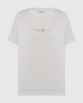 Brunello Cucinelli White Nature t-shirt with monil chain M0A45EI600