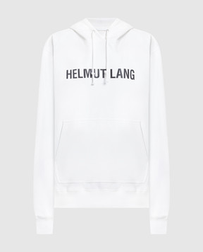 Helmut Lang White logo print hoodie L09HM521w