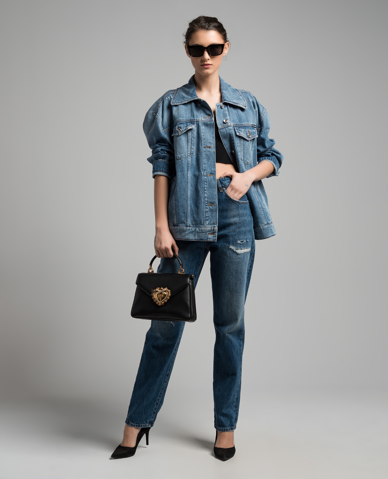 

Blue denim jacket with slits Dolce&Gabbana