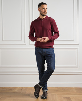 Cashmere&Whiskey Burgundy polo shirt made of wool 94394Z