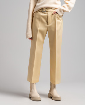 Jil Sander Yellow short pants made of wool with a strap J02KA0157J40021