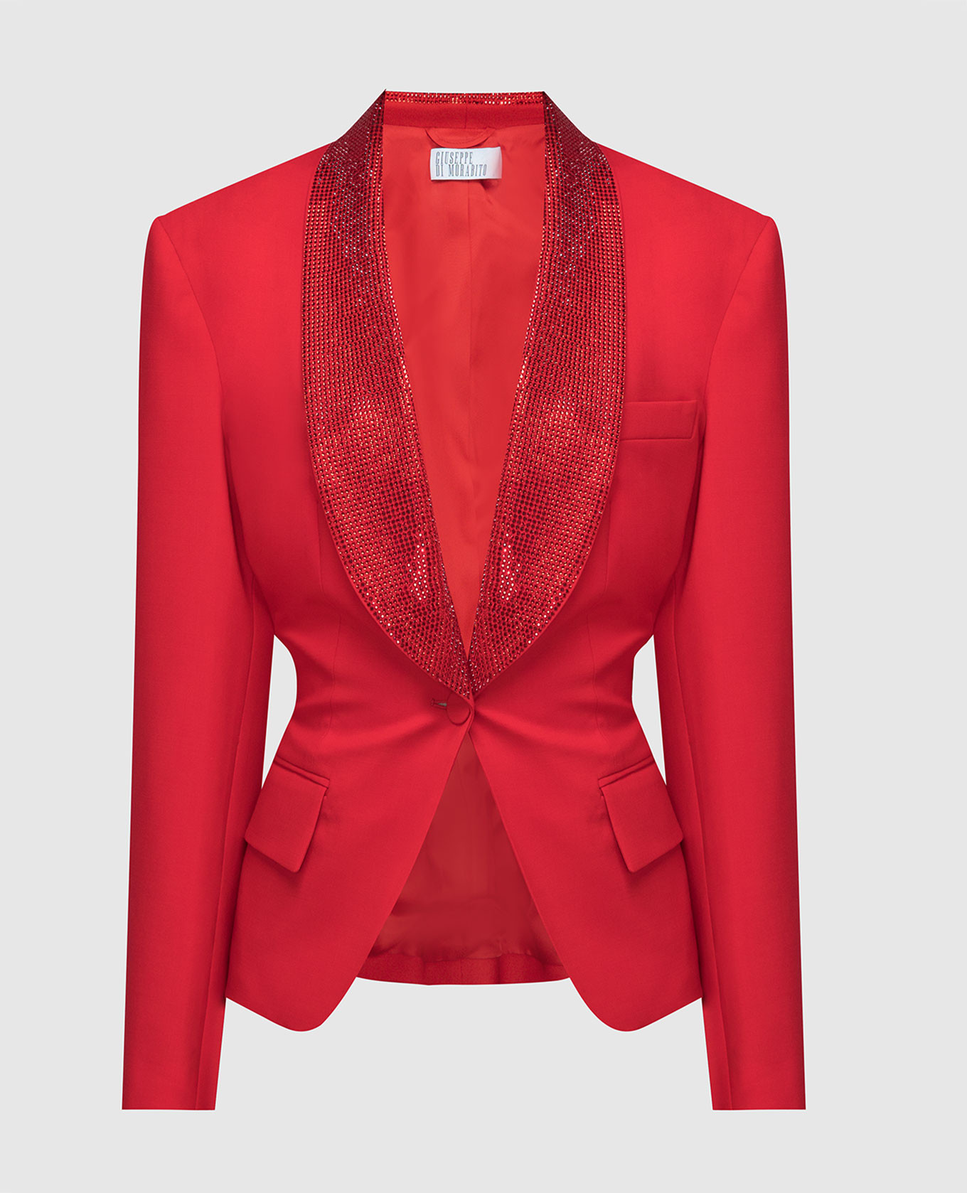 Red jacket made of wool with crystals giuseppe di morabito milano