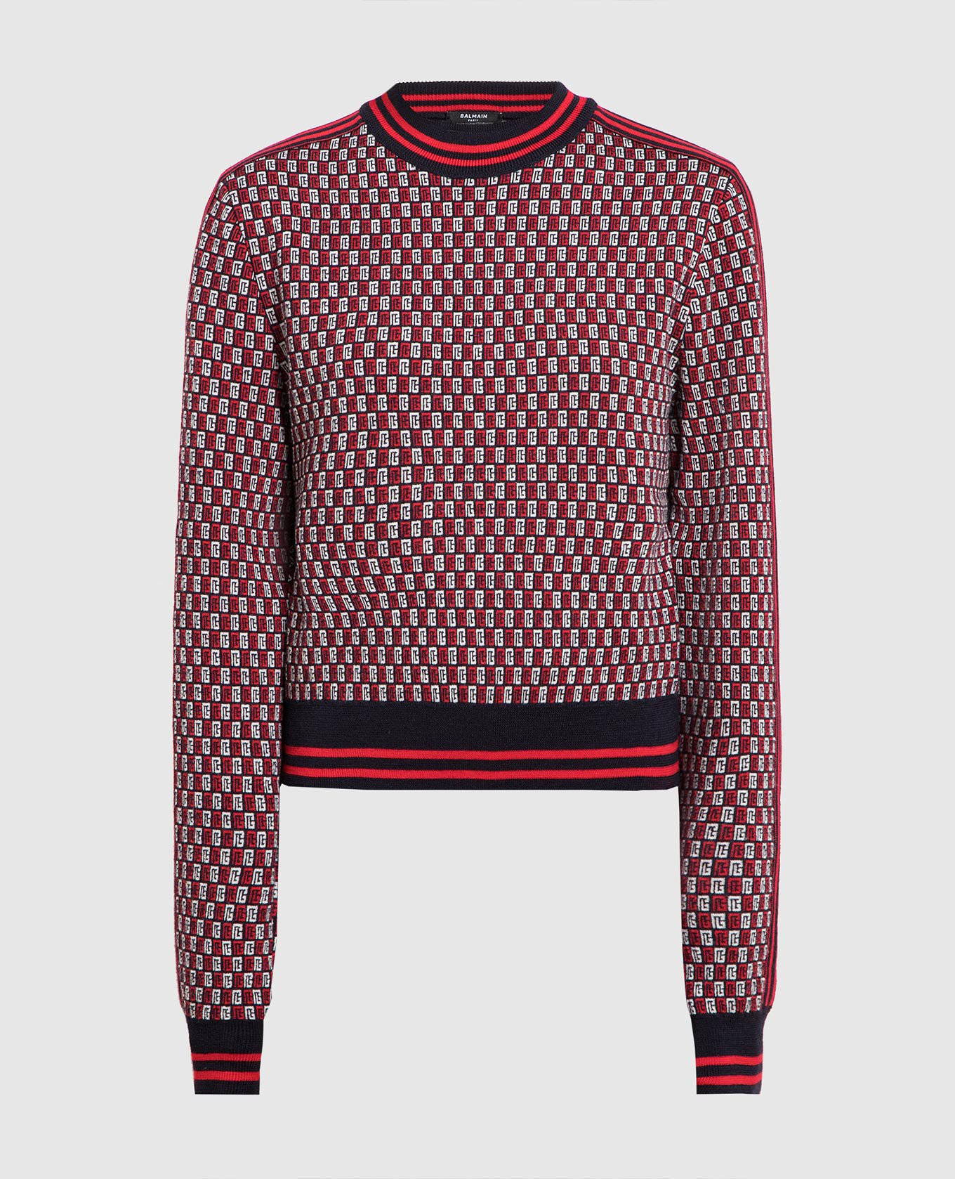 

Sweater made of wool in a monogram pattern Balmain, White