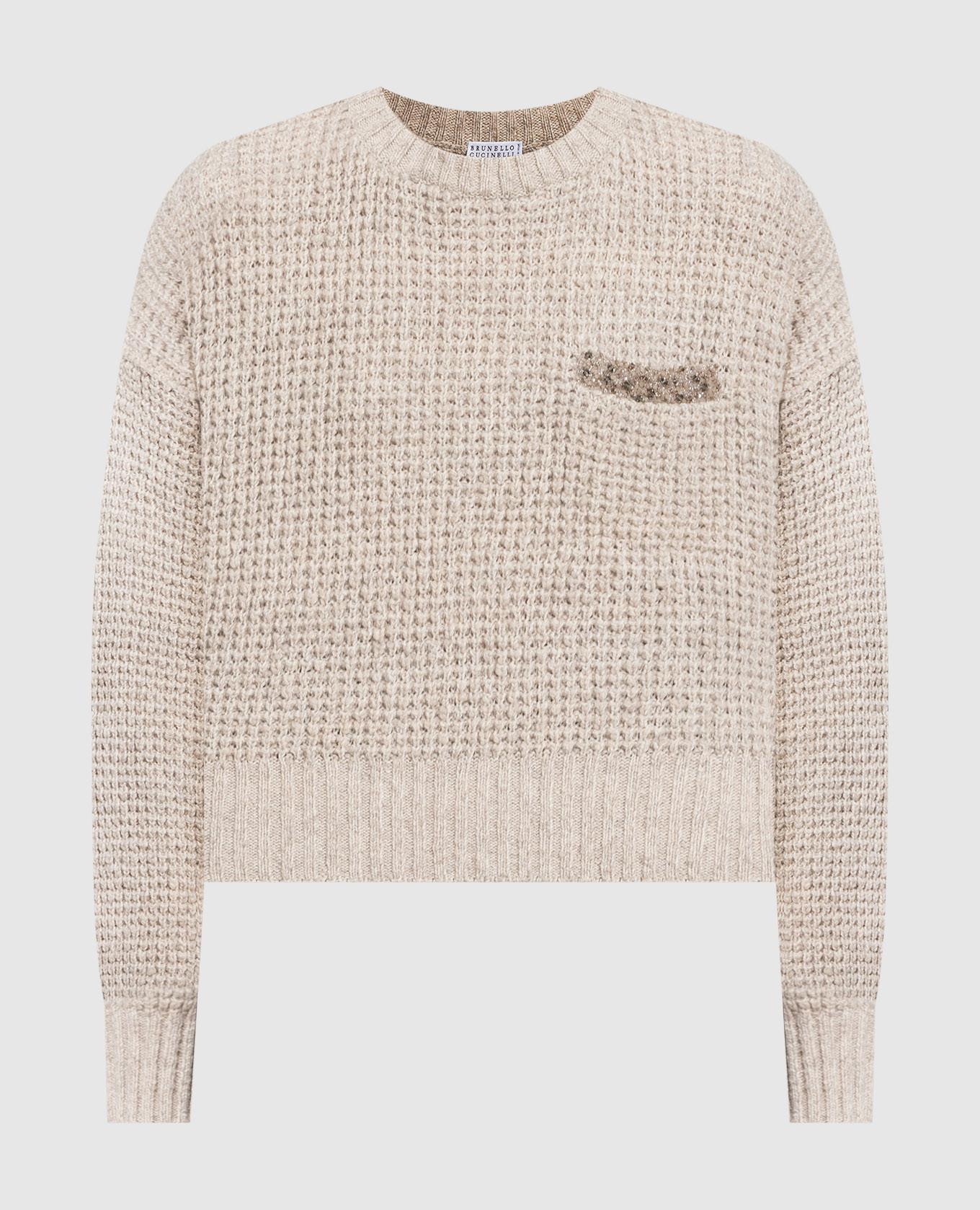 Beige wool and cashmere sweater brunello cucinelli