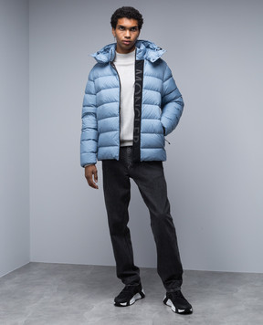 Moncler Blue down jacket with logo 1A00034596K7