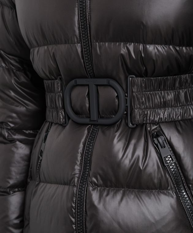 Twinset - Black puffer jacket with logo patch 222TP2202