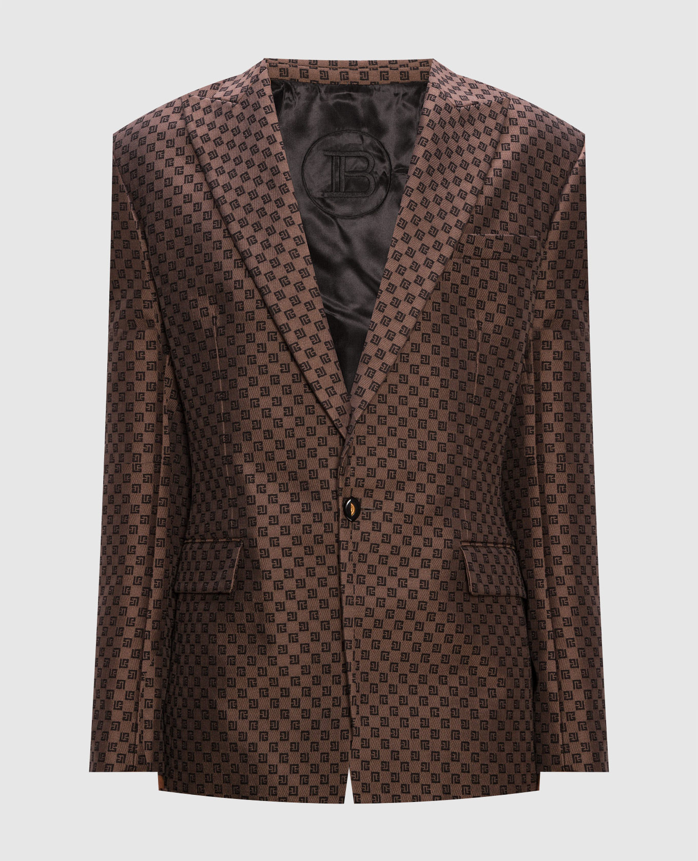 

Brown logo monogram blazer Balmain