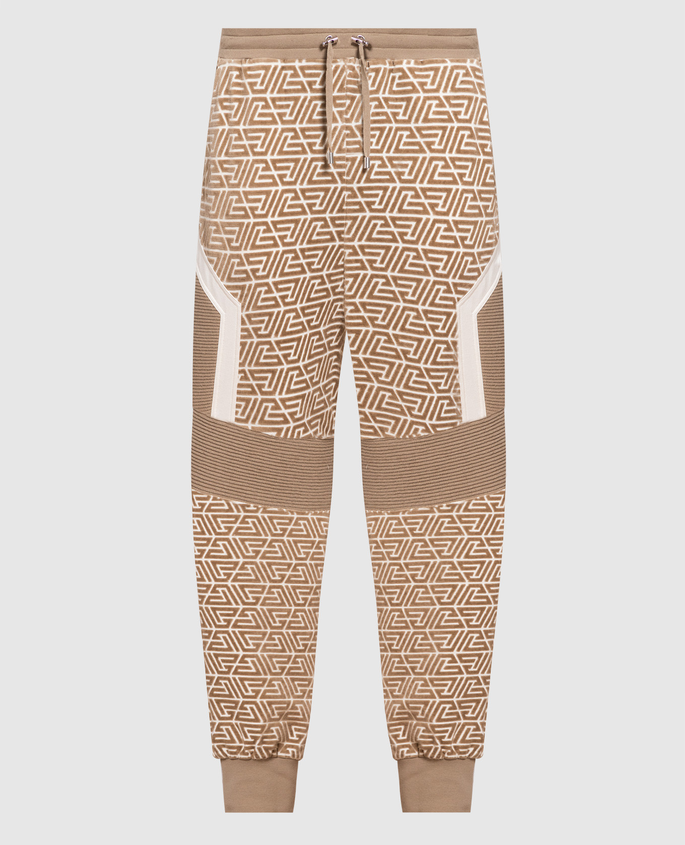 

Brown joggers with textured monogram Balmain, Коричневый