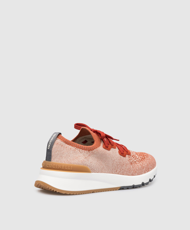 Brunello Cucinelli - Orange sneakers with a textured logo