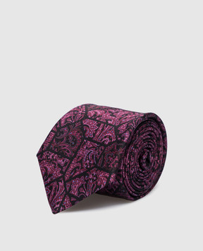Stefano Ricci Children's burgundy silk patterned tie and pache scarf set YDH25000